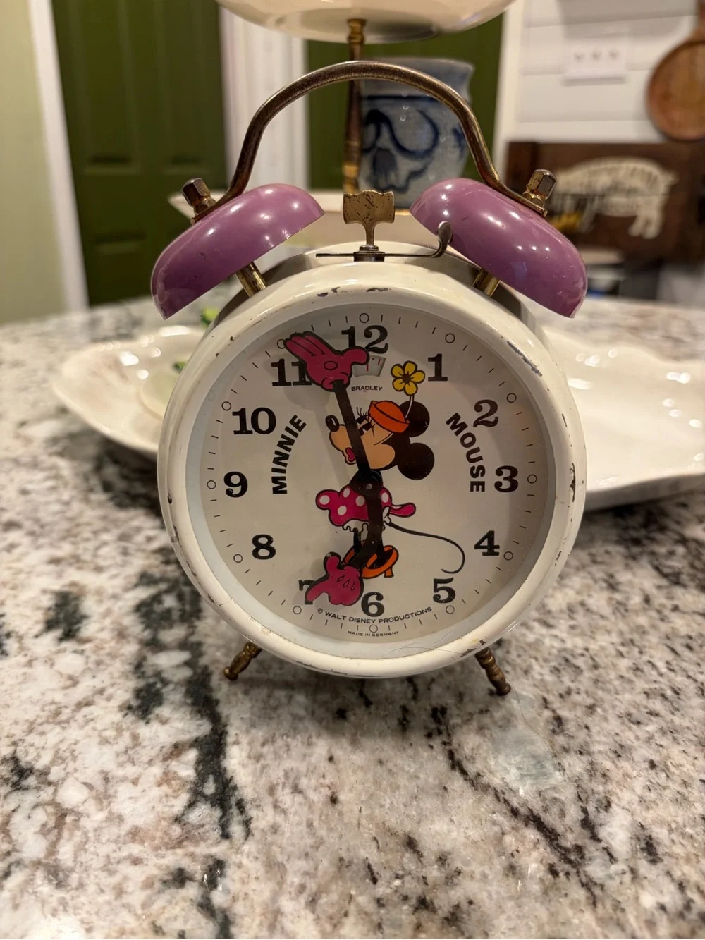 Disney Minnie Mouse Purple & White Twin-Bell Wall Clock